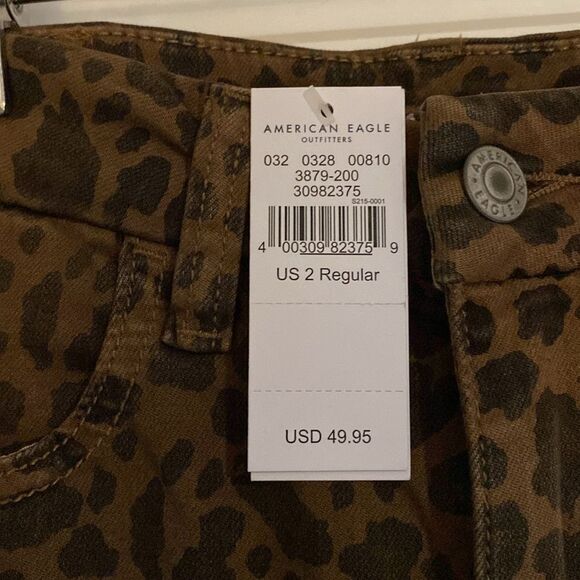 NWT NEW American Eagle Animal Print Curvy Super Hi-Rise Jeggings Size 2 - Picture 2 of 6